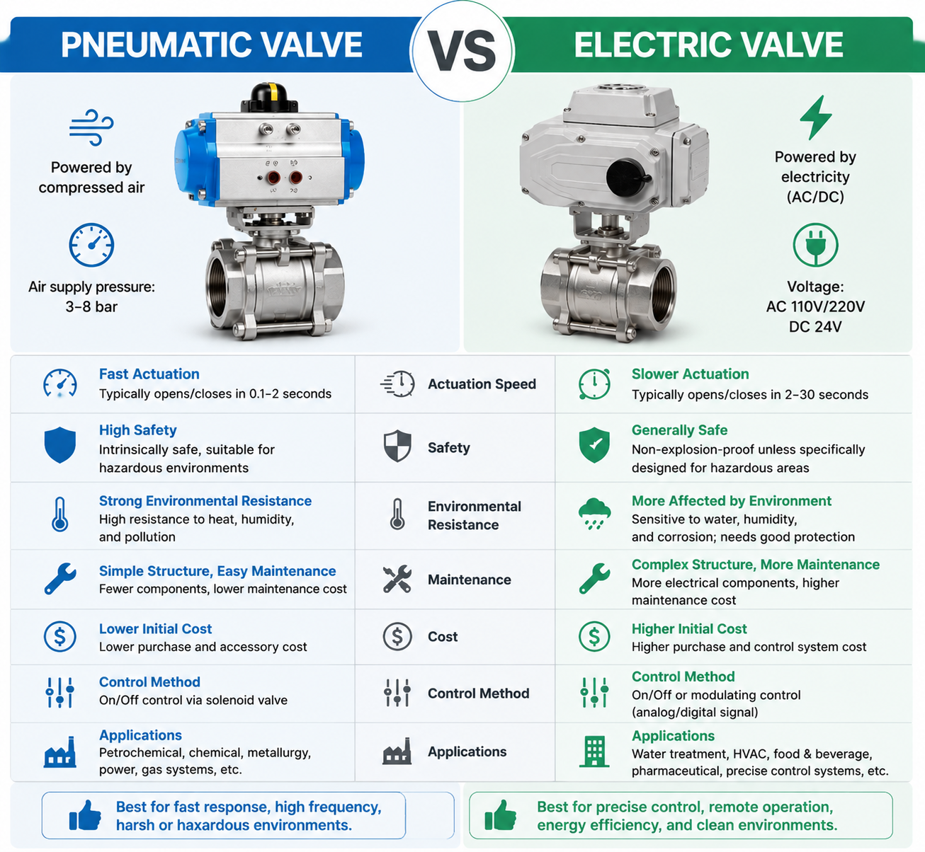 Pneumatic Valve vs Electric Valve