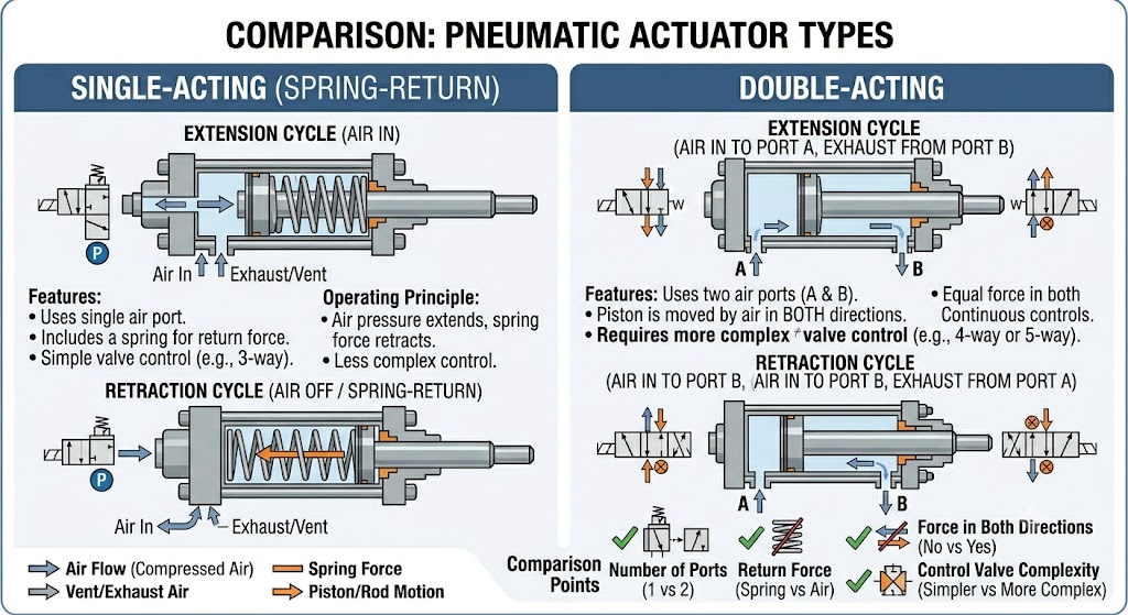 Single-Acting vs. Double-Acting Pneumatic Actuators
