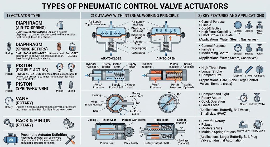 Types of Pneumatic Control Valve Actuators