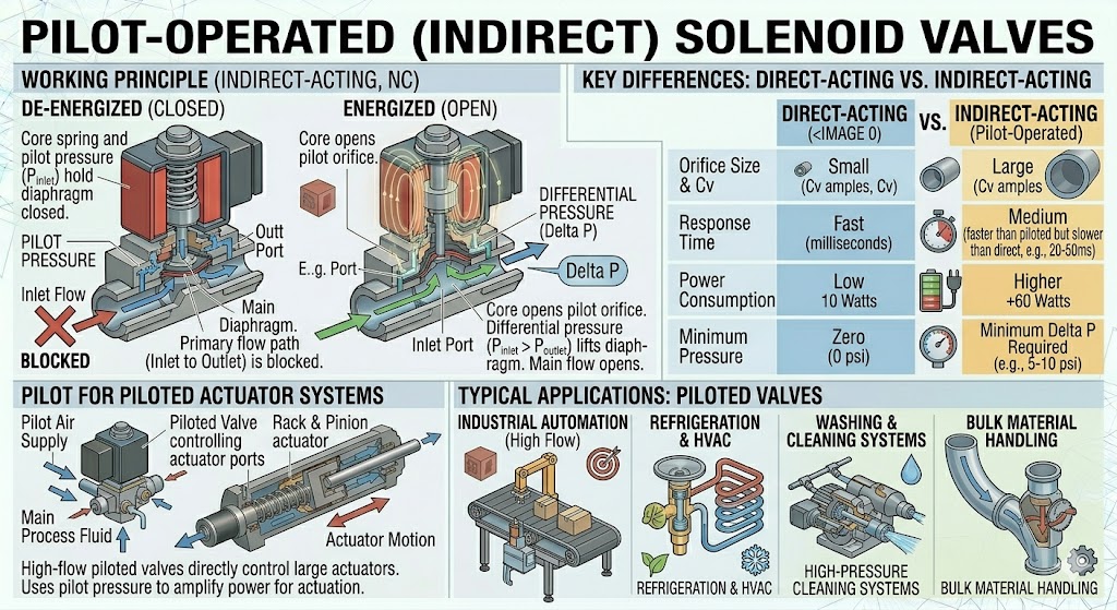 Pilot-Operated (Indirect) Solenoid Valves