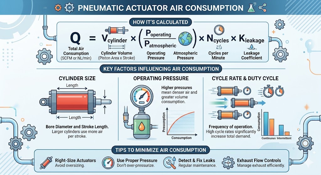 Pneumatic Actuator Air Consumption: Calculation, Optimization