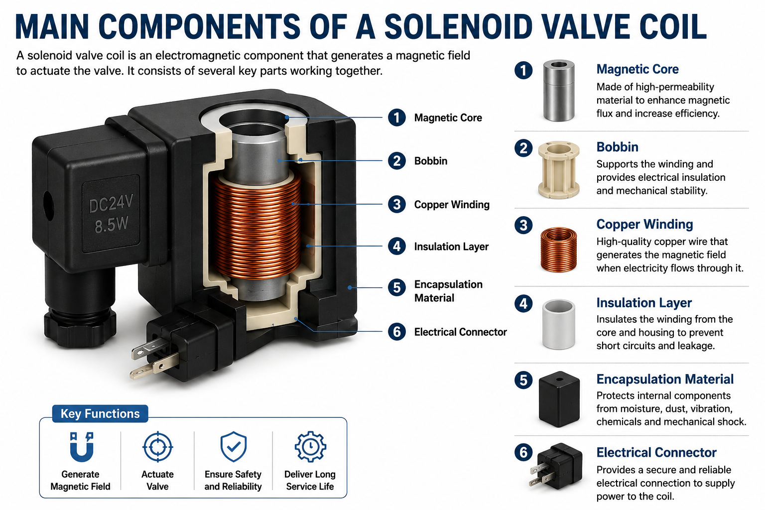 Main Components of a Solenoid Valve Coil