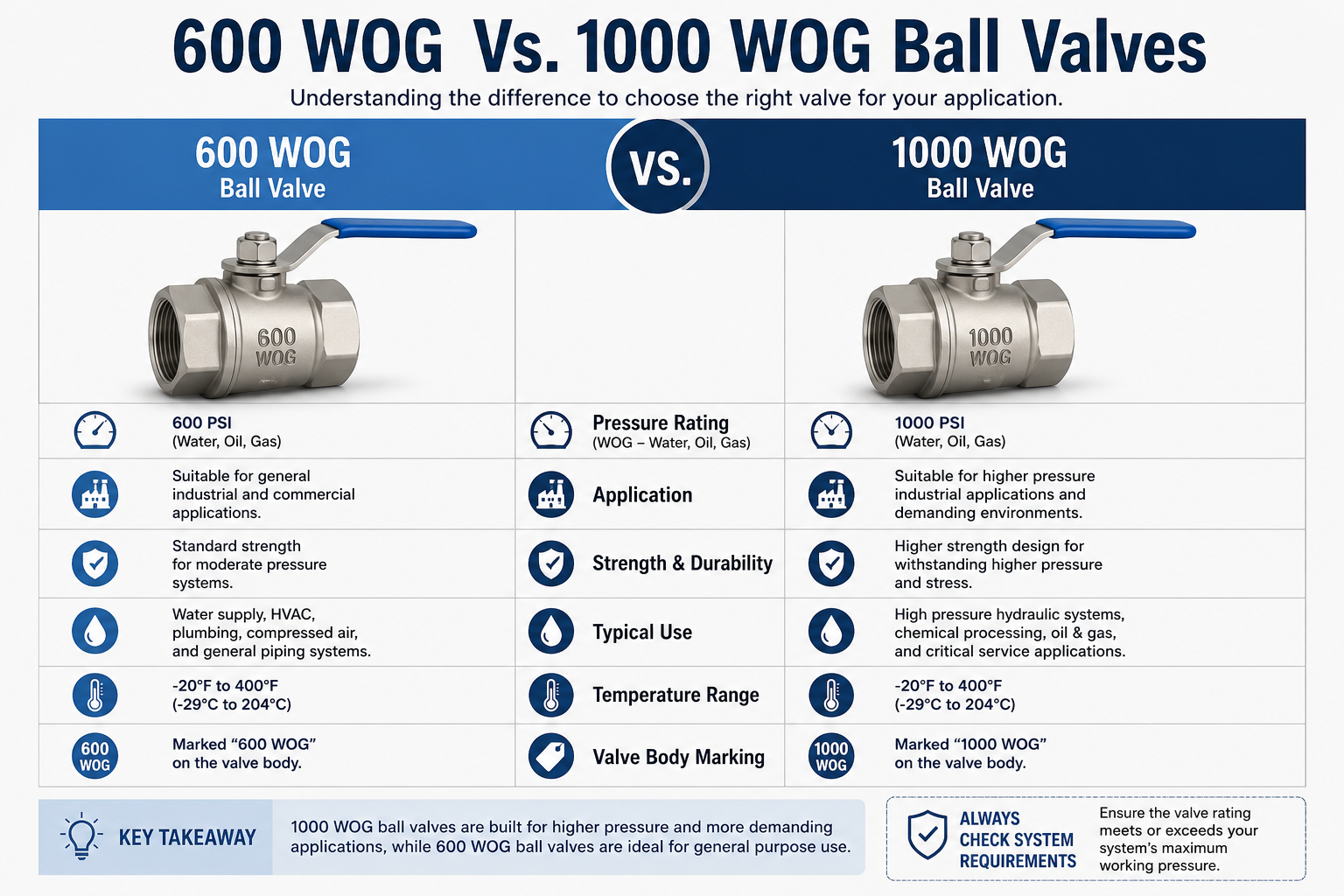600 WOG Vs. 1000 WOG Ball Valves: What's the Difference?